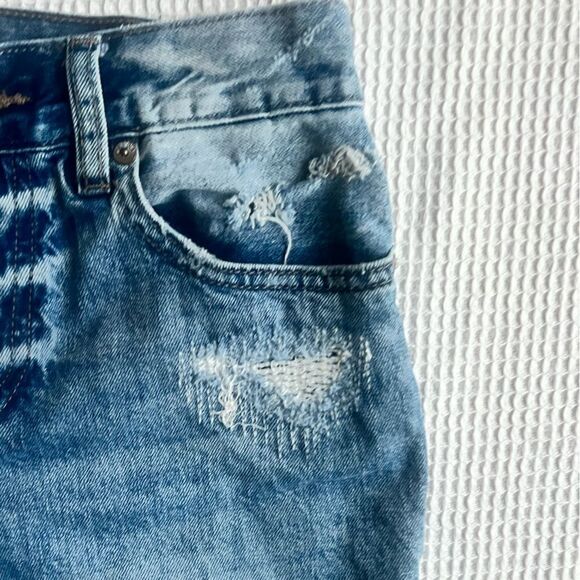 Pistola Distressed Light Wash Button Fly Straight Leg High Rise Crop Jeans SZ 25 - Picture 6 of 13